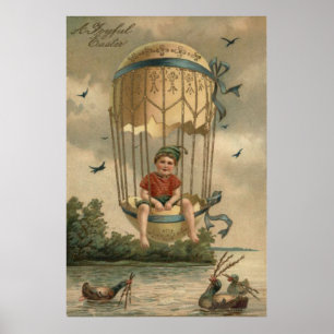 Poster Ballons à air Canard à oeufs peints de Pâques
