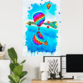 Poster Ballons à air chaud en vol (Bureau à domicile)