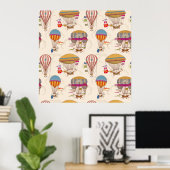 Poster Ballons à air chaud rayé (Bureau à domicile)