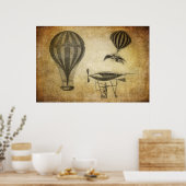 Poster Ballons à air chaud vintage et dirigides (Cuisine)