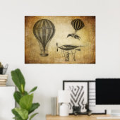 Poster Ballons à air chaud vintage et dirigides (Bureau à domicile)