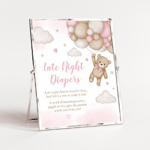 Poster Ballons à oreilles roses Baby shower tard dans la 
