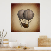 Poster Ballons à vapeur à air chaud avec navire (Cuisine)