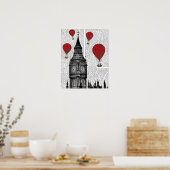 Poster Ballons Big Ben et Red Hot Air (Cuisine)
