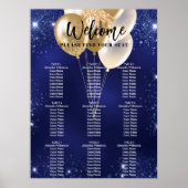 Poster Ballons bleu marine en or 9 tables (Devant)