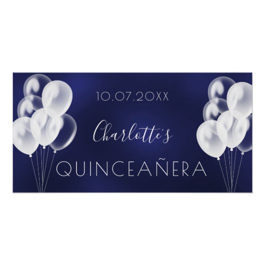 Poster Ballons bleu marine Quinceanera (Devant)
