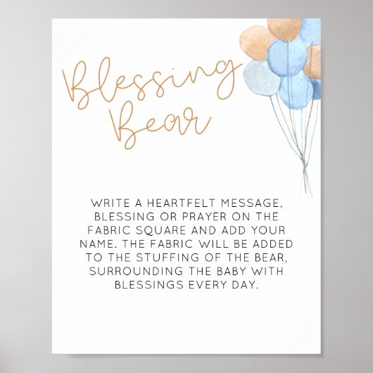 Poster Ballons Bleus Blessant Ours (Devant)