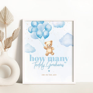 Poster Ballons bleus Combien de graphiques en peluche