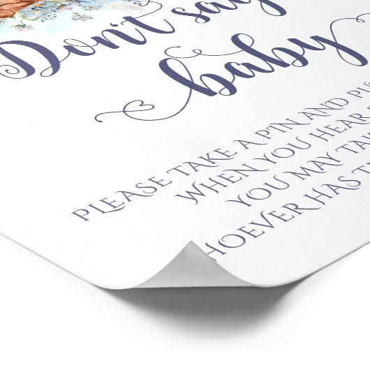 Poster Ballons Bleus Ours En Teddy Mignonne Ne Pas Dire B (Coin)