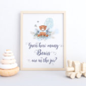 Poster Ballons Bleus Ours Teddy Mignonne Devinez Combien 