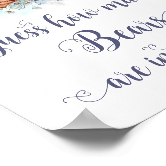 Poster Ballons Bleus Ours Teddy Mignonne Devinez Combien  (Coin)