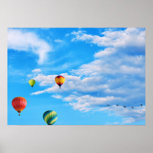 Poster Ballons colorés à air chaud dans le ciel