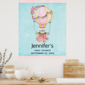 Poster Ballons d'air chaud mignon avec l'affiche d'aquare (Cuisine)