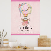 Poster Ballons d'air chaud mignon avec l'affiche d'aquare (Cuisine)