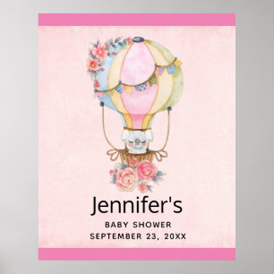 Poster Ballons d'air chaud mignon avec l'affiche d'aquare