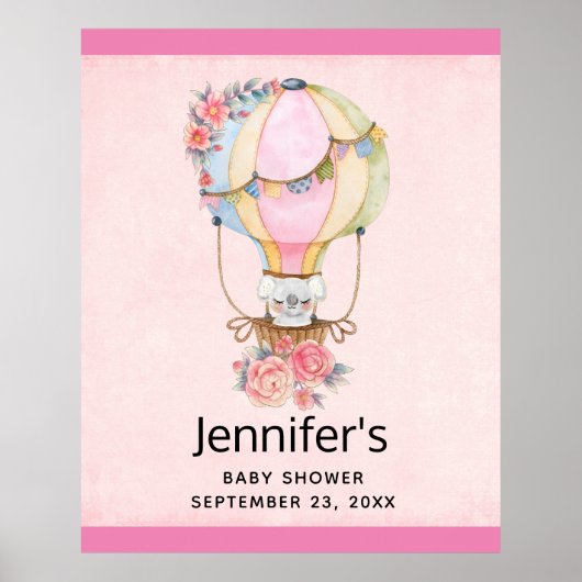 Poster Ballons d'air chaud mignon avec l'affiche d'aquare (Devant)