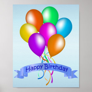 Poster Ballons d'anniversaire colorés et heureux