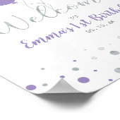 Poster Ballons d'argent et violet Fille 1er anniversaire  (Coin)