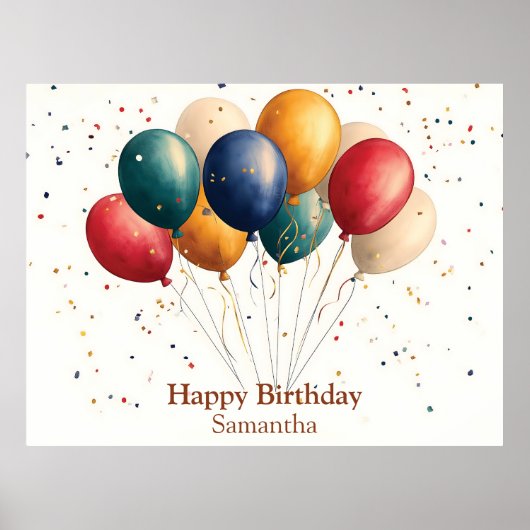 Poster Ballons de fête colorés avec Confetti (Devant)