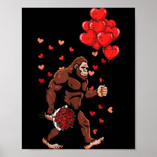 Poster Ballons de la Saint-Valentin Bigfoot Sasquatch Hom (Devant)