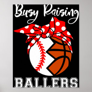 Poster Ballons de levage occupé Ballers de baseball drôle