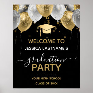 Poster Ballons de Parties scintillant d'or et de noir Par