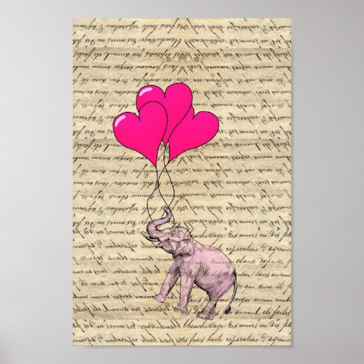 Poster Ballons d'éléphant rose (Devant)