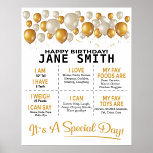 Poster Ballons d'or 16x20 Modèle Anniversaire