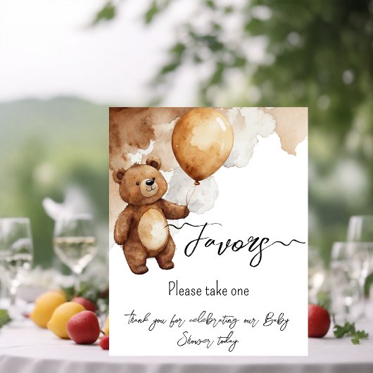 Poster Ballons d'ours Baby shower d'attente précoce Faveu
