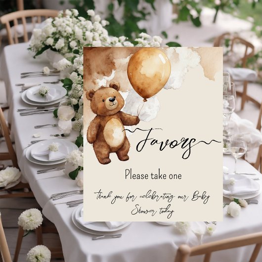 Poster Ballons d'ours Baby shower d'attente précoce Faveu