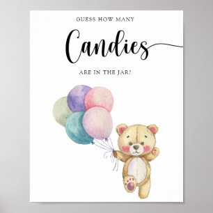 Poster Ballons d'ours en peluche - devinez combien de bon