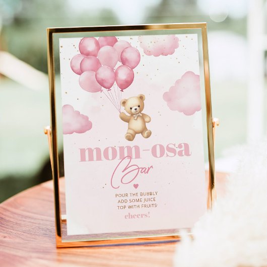 Poster Ballons d'ours en peluche rose bar maman-osa