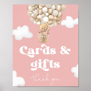 Poster Ballons d'ours rose Teddy Cartes et cadeaux