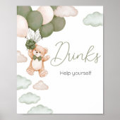 Poster Ballons d'ours vert Bearly Wait Baby shower Boisso (Devant)