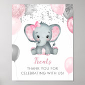Poster Ballons Eléphants Fille mignonne Baby shower Trait (Devant)