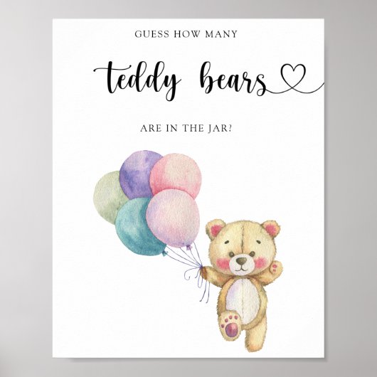 Poster Ballons en forme d'ours en peluche - devinez combi (Devant)