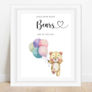 Poster Ballons en forme d'ours en peluche - devinez combi