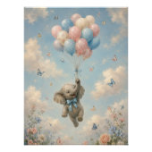 Poster Ballons flottants éléphant bébé (Devant)