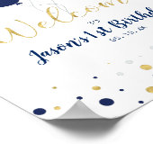 Poster Ballons Gold & Navy | Accueil du garçon 1er annive (Coin)