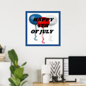 POSTER BALLONS "HAPPY 4 JUILLET" (Bureau à domicile)