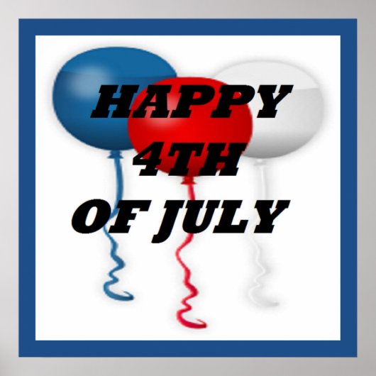 POSTER BALLONS "HAPPY 4 JUILLET" (Devant)
