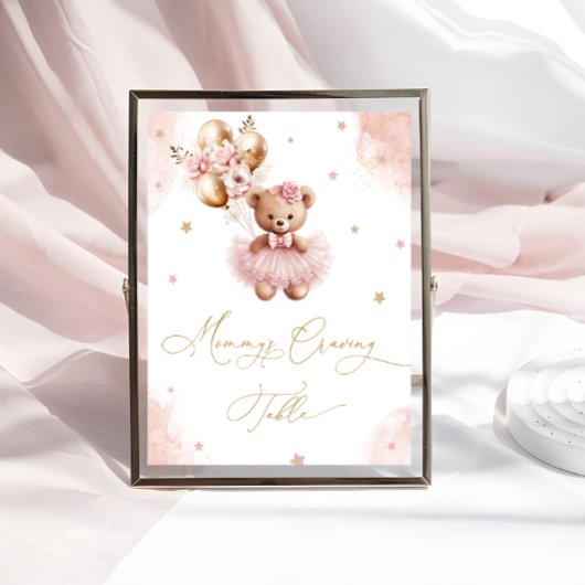 Poster Ballons Ourson Rose Table des Envies de Maman
