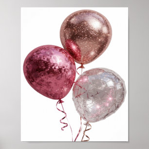Poster Ballons Pailletés Argent Artistiques v2