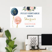 Poster Ballons rose et bleu baby shower Twins (Bureau à domicile)