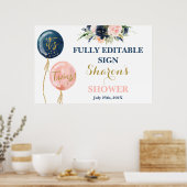 Poster Ballons rose et bleu baby shower Twins (Cuisine)