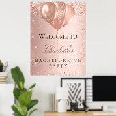 Poster Ballons rose gold pour enterrement de vie de jeune (Bureau à domicile)