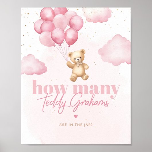 Poster Ballons roses Combien de graphiques en peluche (Devant)