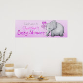 Poster Ballons roses Eléphant Girl Baby shower (Cuisine)