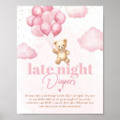Poster Ballons roses ours en peluche Late couche de nuit (Devant)