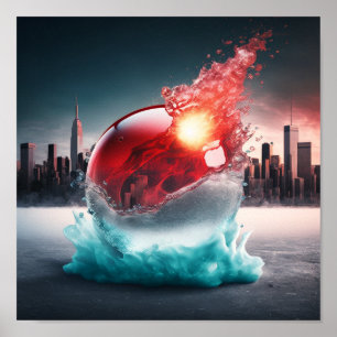 Poster Ballons rouges en chute